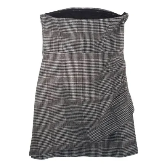 ‼️SOLD‼️HOUSE OF HARLOW NWT Gray Strapless Wool Blend Houndstooth Mini Dress - Picture 6 of 16